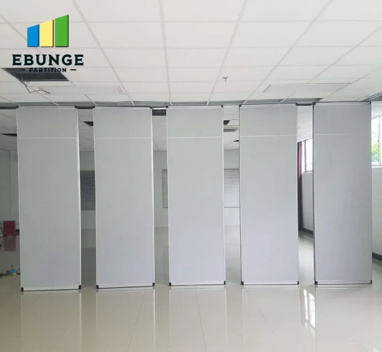 folding partition wall panel stacking commercial project example