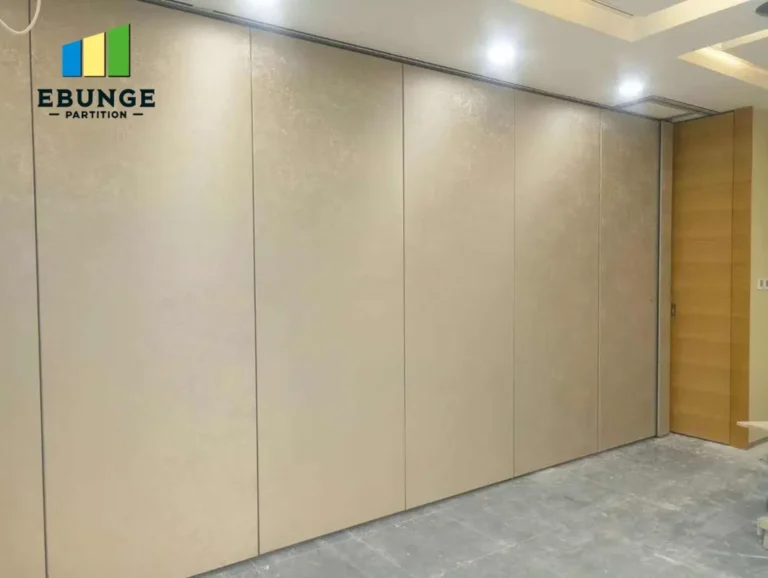 folding partition panel stacking in a training center with acoustic panels
