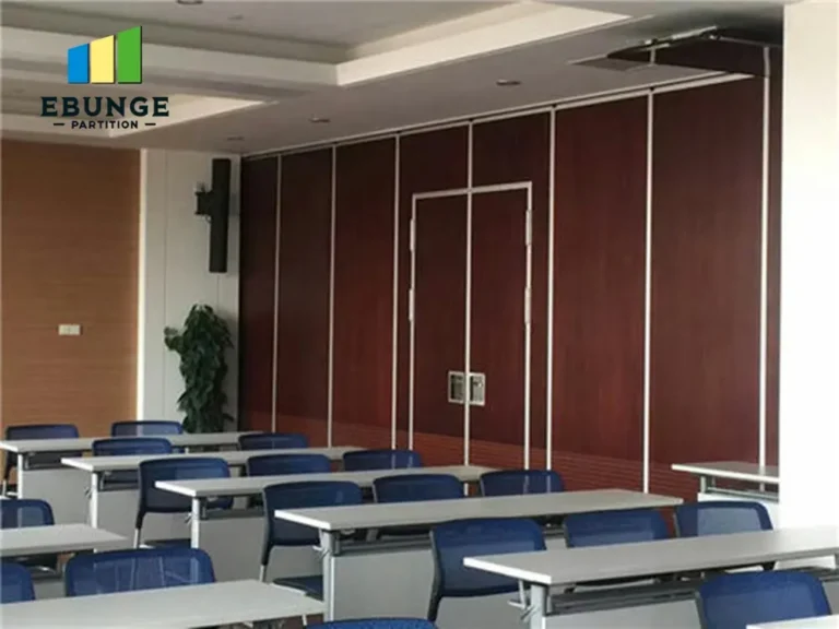 of sliding partition wall system in a school hall