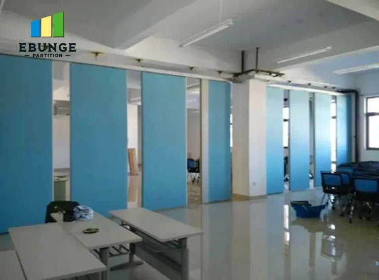 movable partition wall panel stacking commercial project example