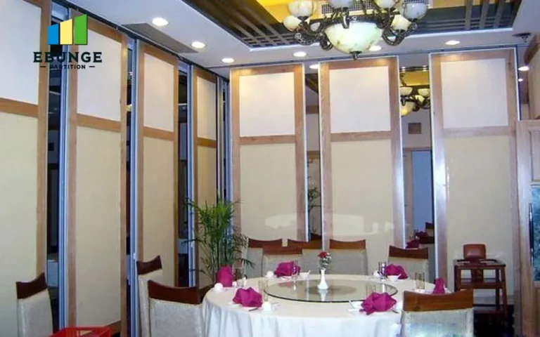 movable partition wall with door in a modern exhibition hall