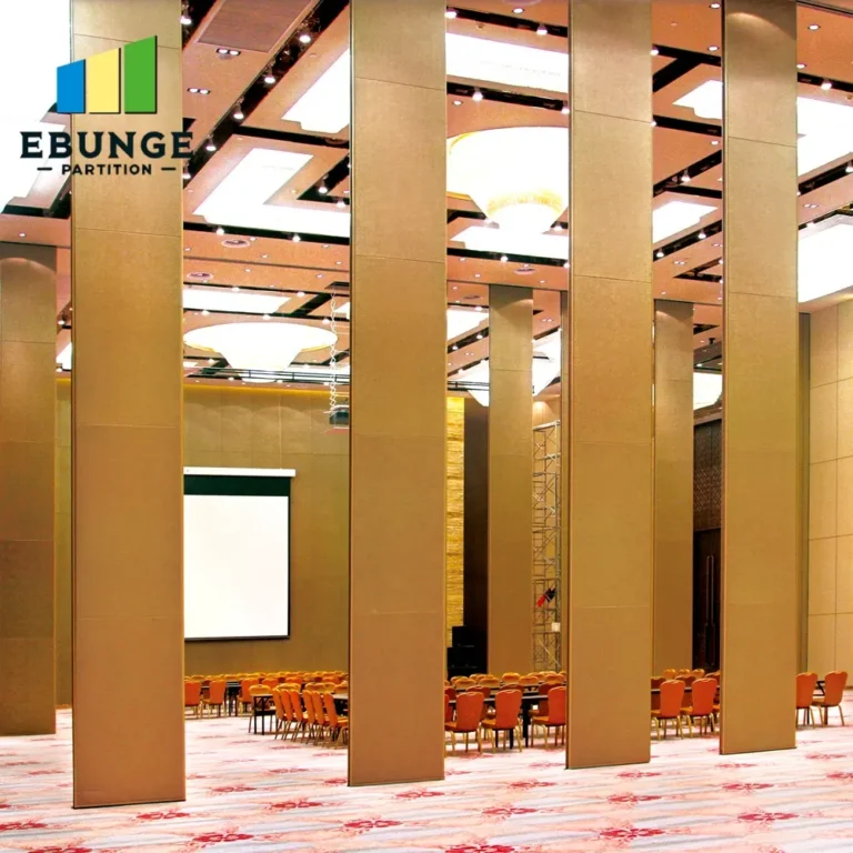 movable partition wall in a school hall with acoustic panels