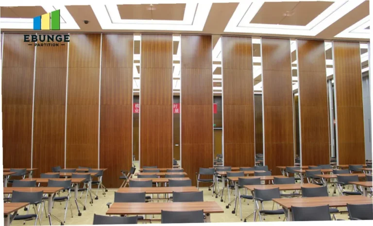 of a movable partition wall with top-hung track system