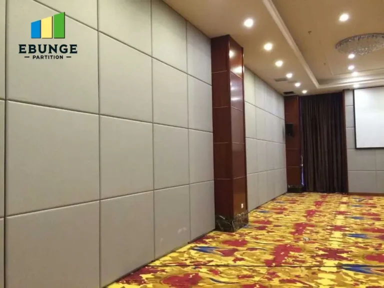 modern training center with folding partition room divider in open position