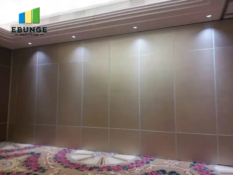 folding movable wall in open position in a community center hall