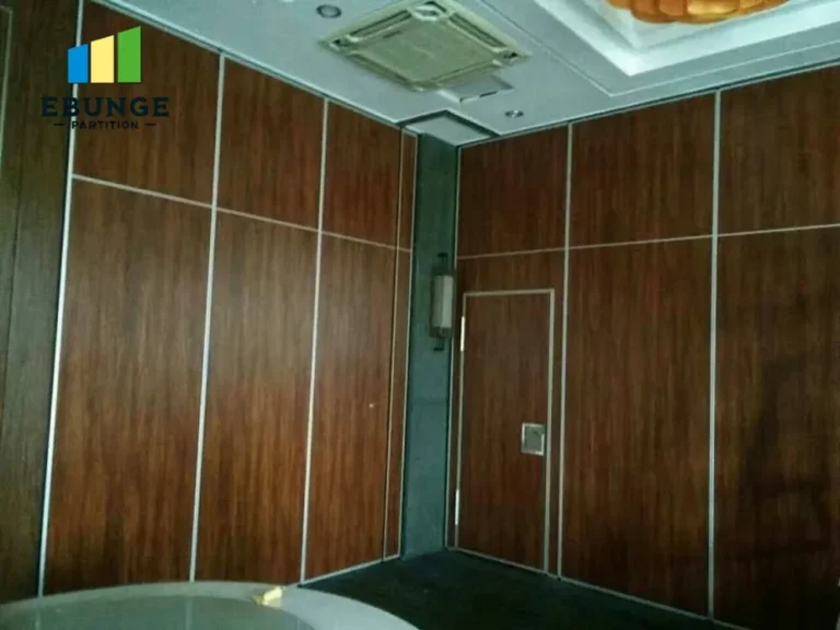 of a sliding wall system dividing a large training room into smaller spaces
