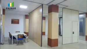 movable partition wall in exhibition hall with acoustic panels