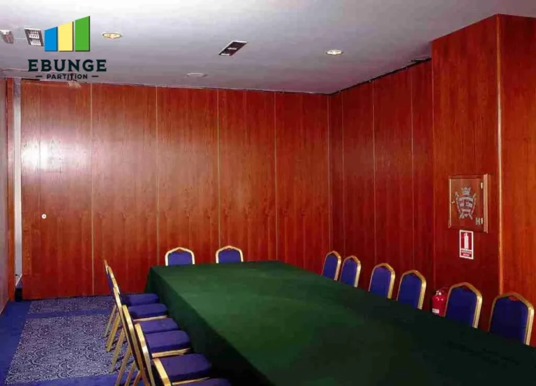 movable partition wall in a modern school hall with acoustic panels