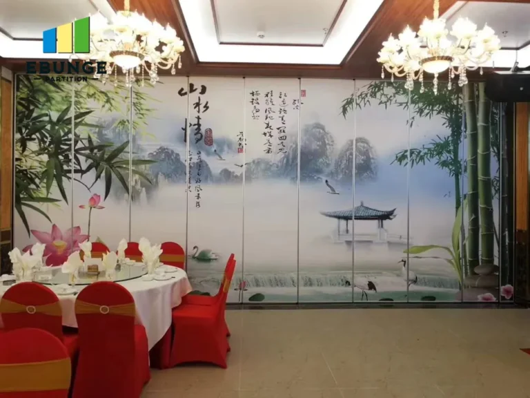 folding movable partition wall panel stacking layout
