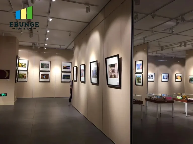 of a movable partition wall dividing a large exhibition hall