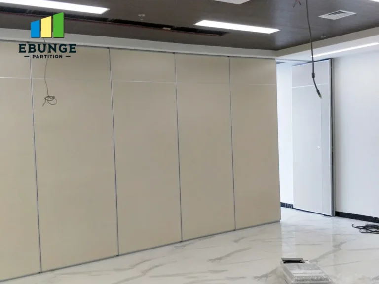 movable partition stacking layout in a school meeting room