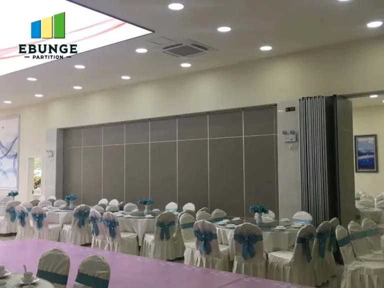movable partition drawing review in exhibition hall with acoustic walls