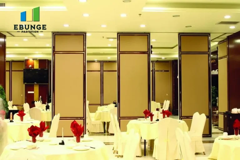 community center with top hung partition dividing a large hall