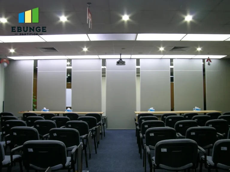 sliding partitions in an exhibition hall creating flexible spaces