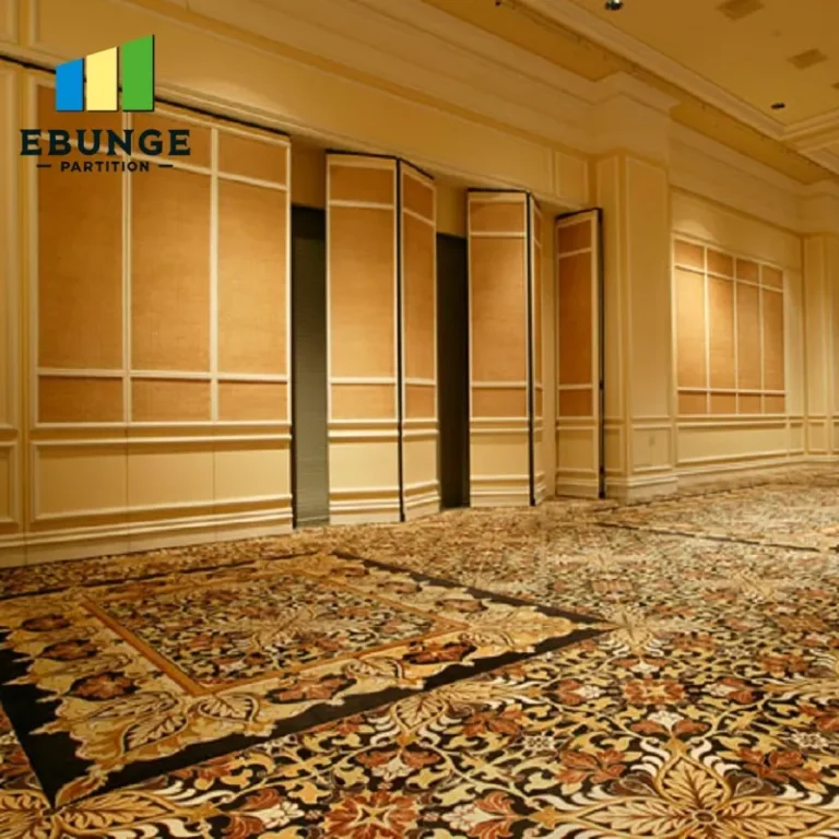 of sliding partitions dividing a large community hall