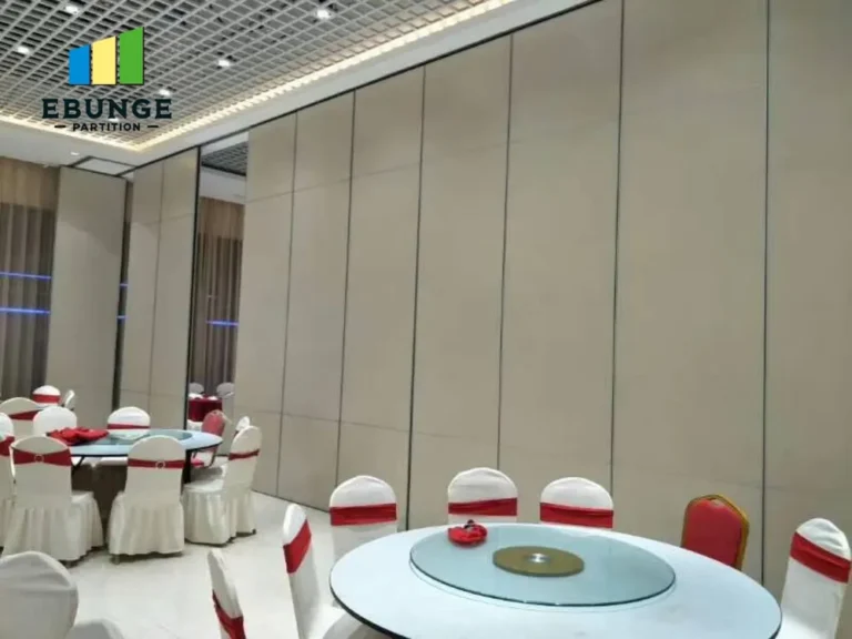 of a sliding wall system in open configuration