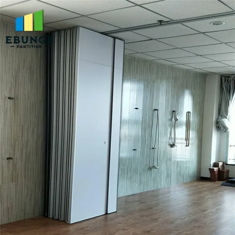 classroom movable wall in school hall with acoustic panels