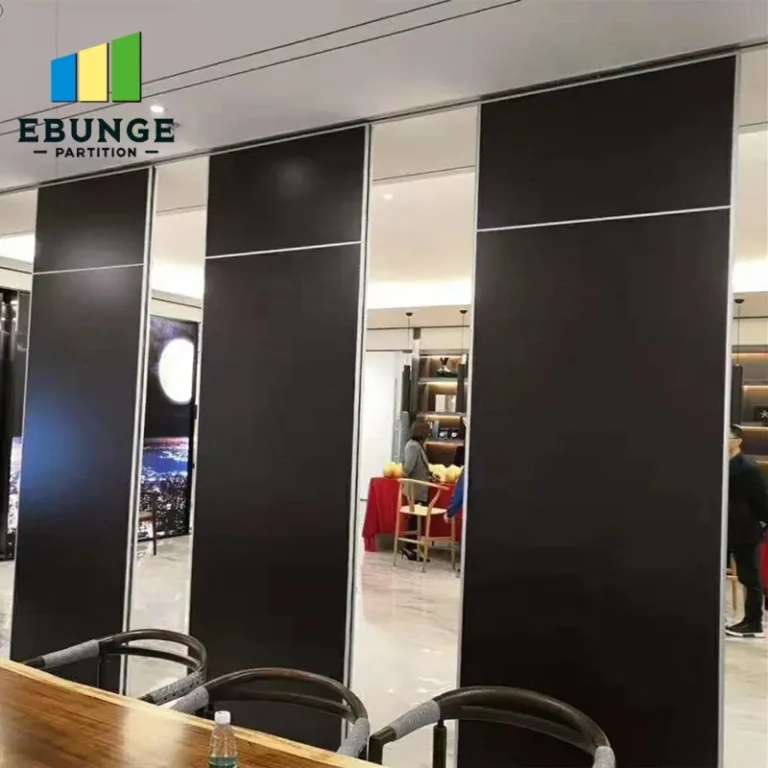 flexible partition wall with glass panels in an office meeting room