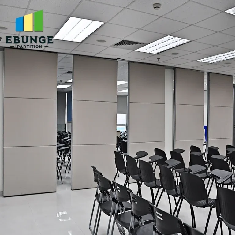 various finishes of movable partition walls (wood, fabric, etc.)