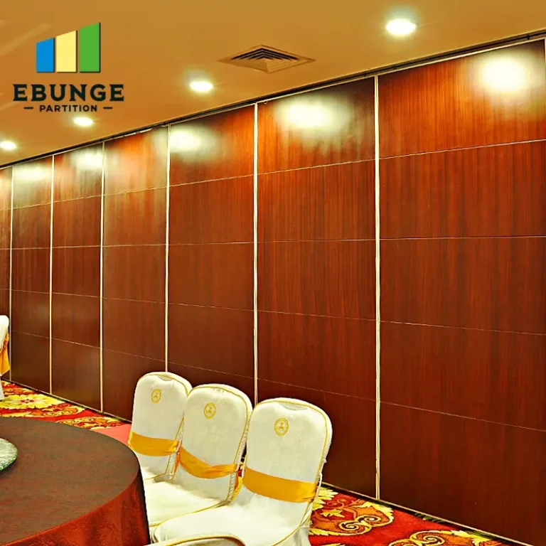 folding wall system in a training center with acoustic panels