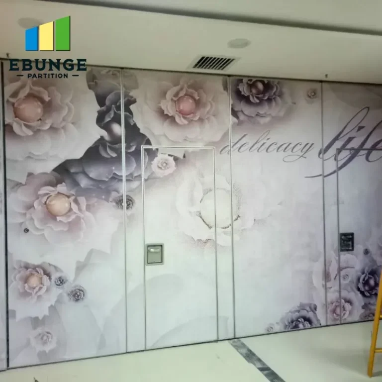 exhibition folding partition panel stacking top hung track system