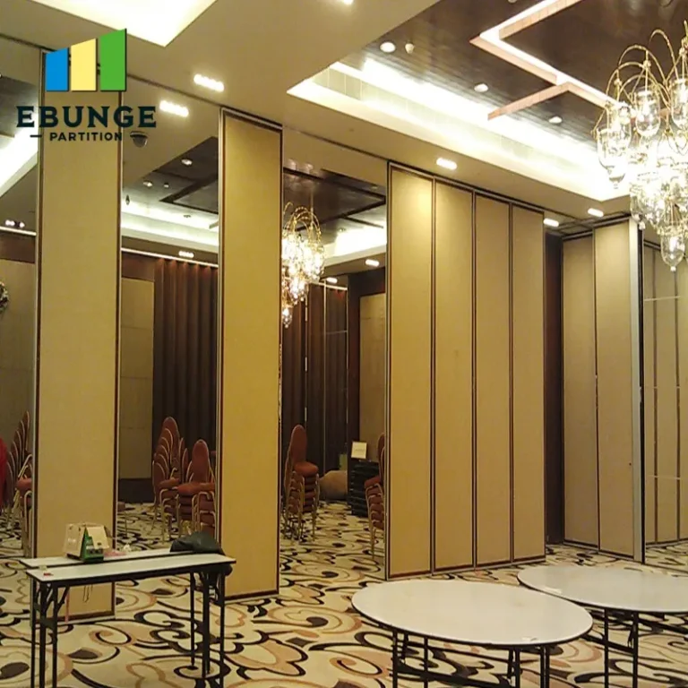 of a school hall with folding partitions dividing the space