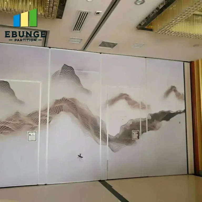 folding partitions in a community center hall, showcasing space division
