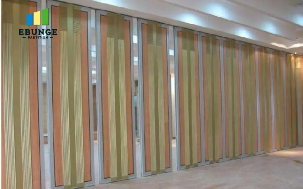 folding movable partition wall in a school hall, acoustic operable wall system