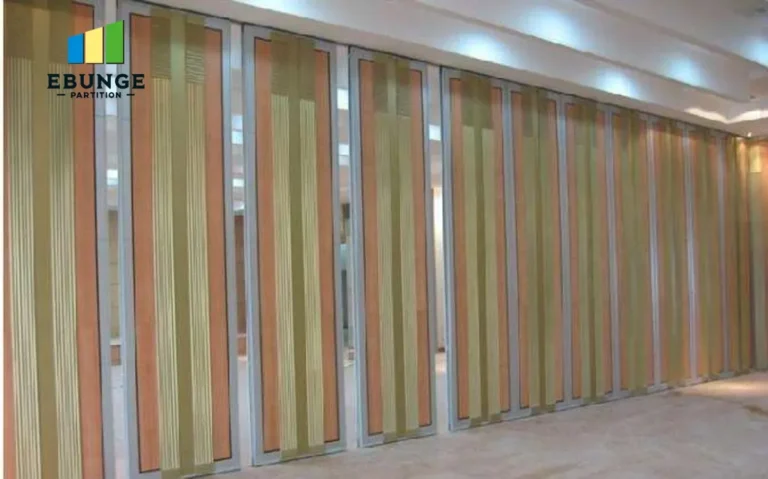 folding movable partition wall in a school hall, acoustic operable wall system