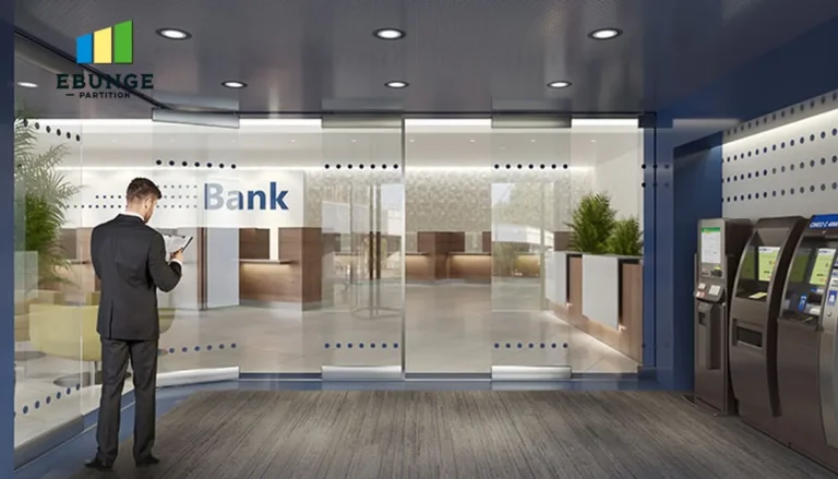 wood partition wall system in a modern conference room