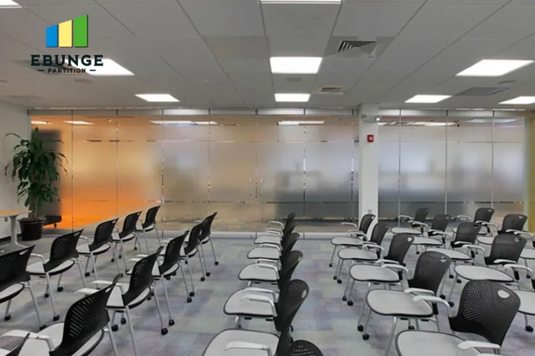 sliding partition walls for office meeting room with acoustic panels
