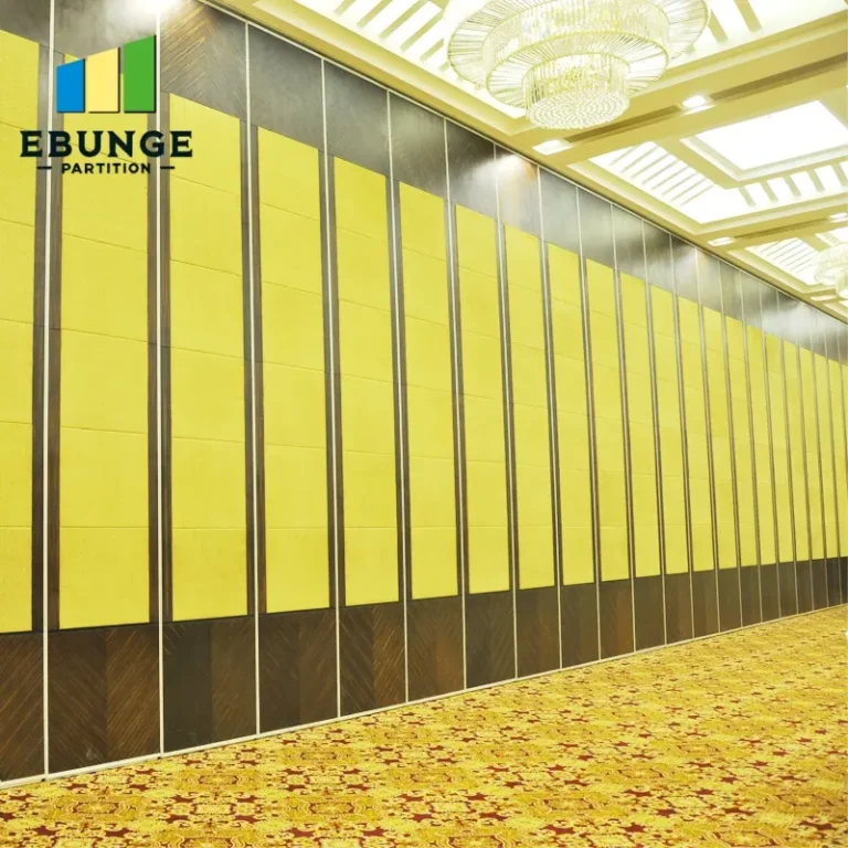 operable partition wall in semi-closed position showing flexibility