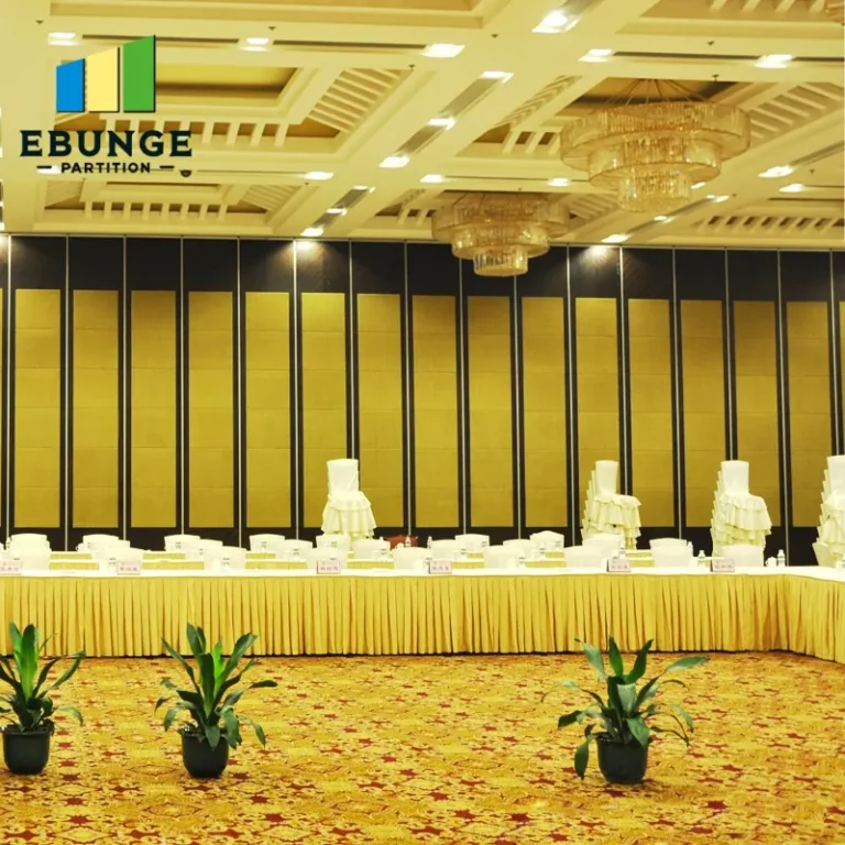 acoustic seal details on a movable partition wall with door