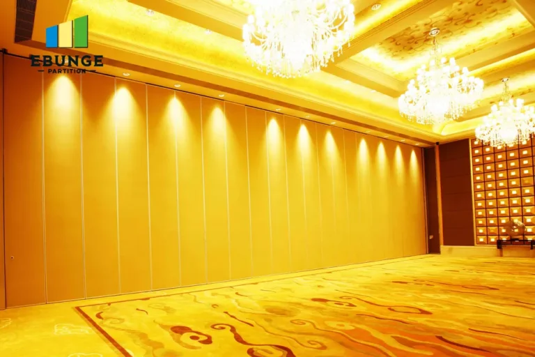 of various finishes (wood, fabric, vinyl) for operable walls