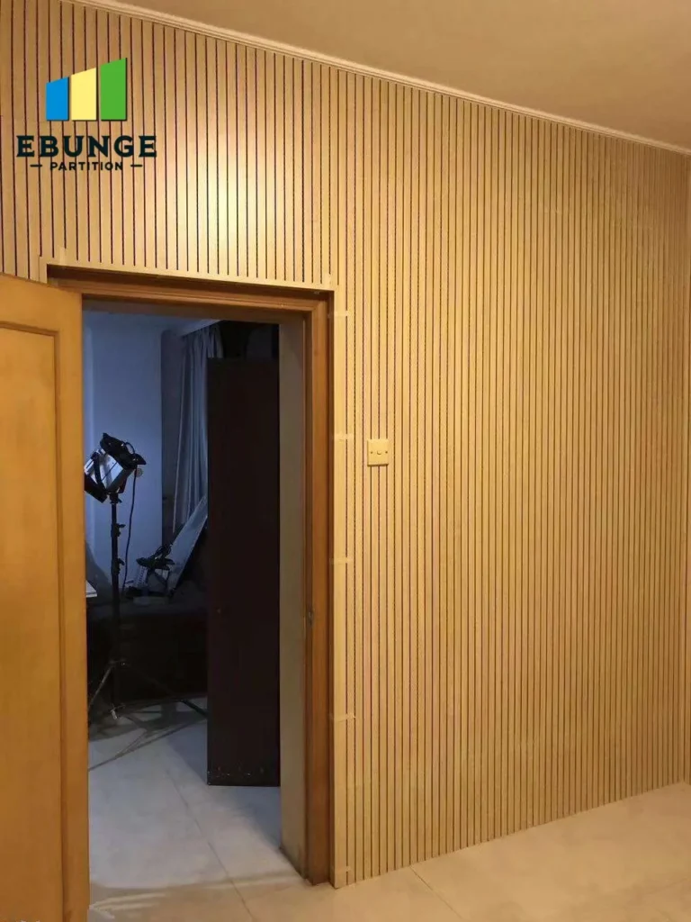 acoustic partition wall track system panel stacking layout