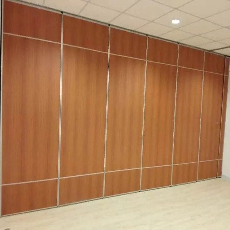Closed wood-finish movable partition wall
