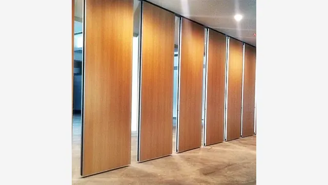 Closed operable wall panels in a commercial project