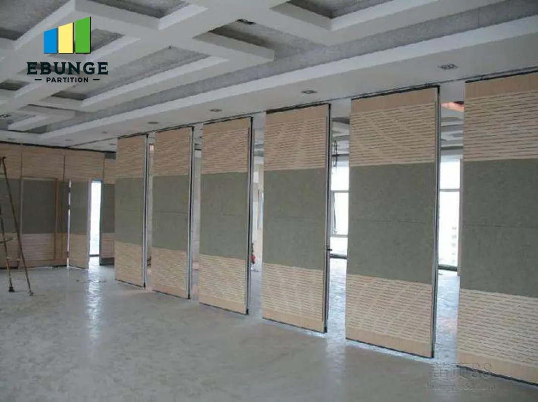 Real solid movable panels separated across a room with windows visible behind