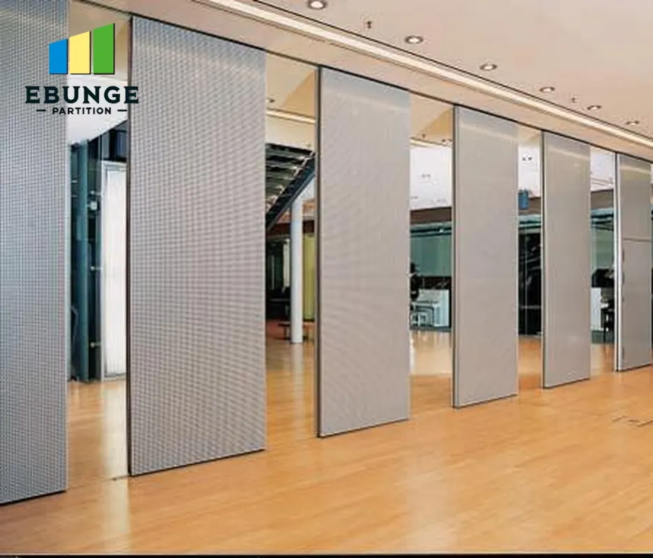 Real opaque movable panels in an open position with daylight visible between them